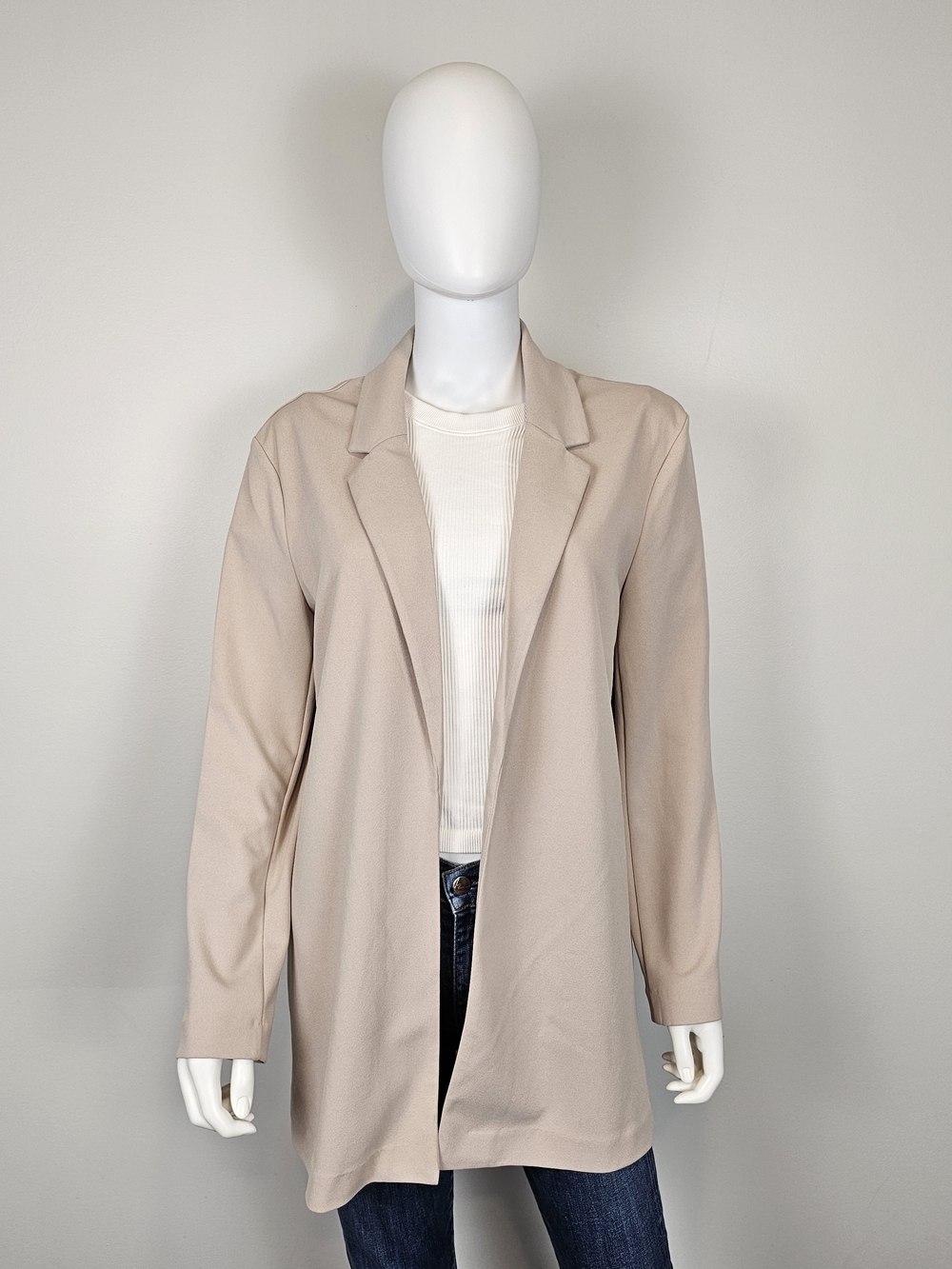 Only Light Tan Beige Open Front Cardigan Sz L